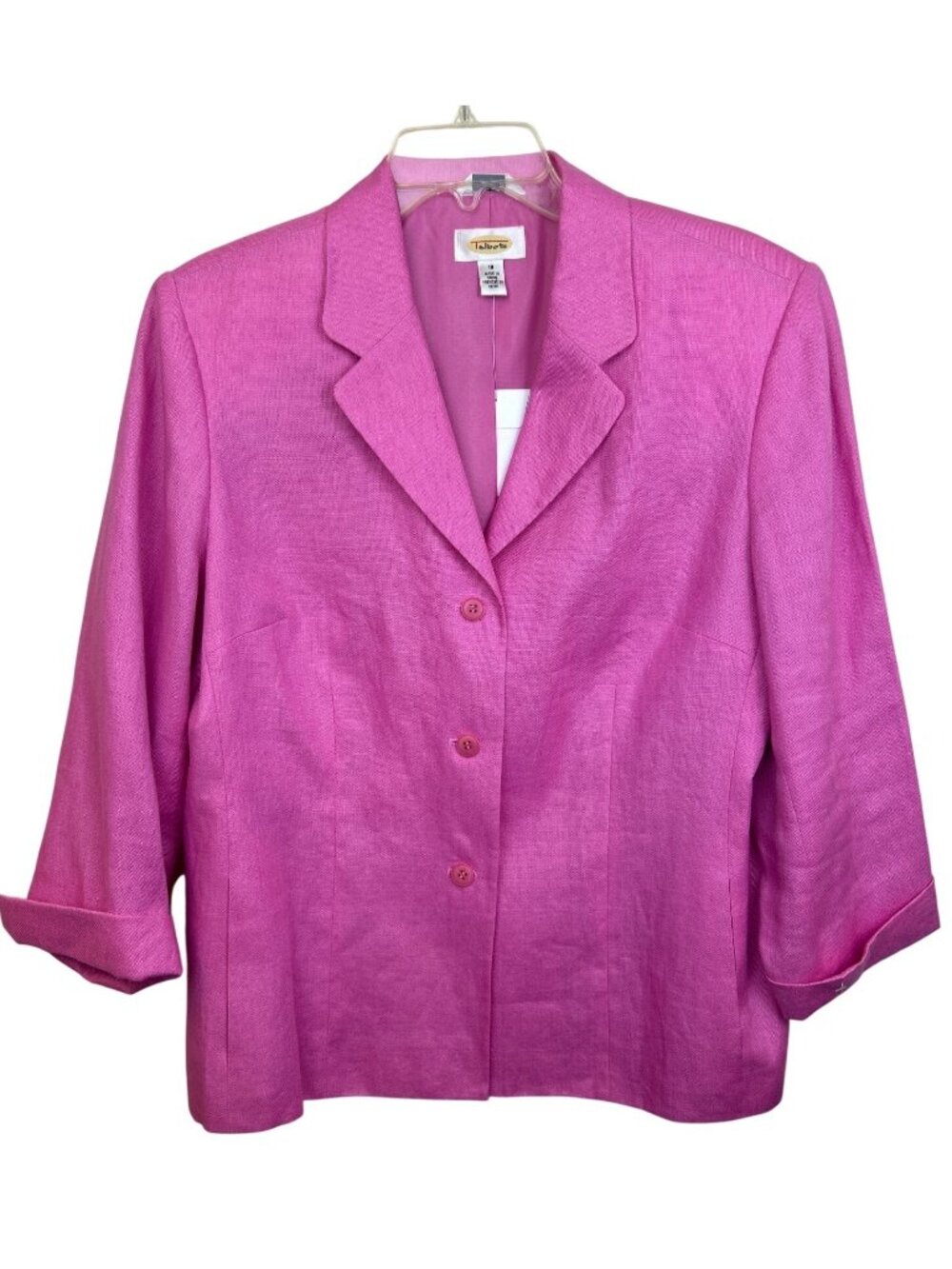 Vintage Talbots Irish Blazer Women's 18 Jacket 3/4 Sleeves Linen Pink NWT